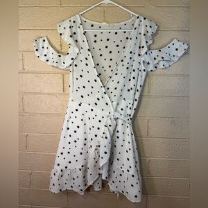 Allison Polka Dot Cold Shoulder Wrap Dress